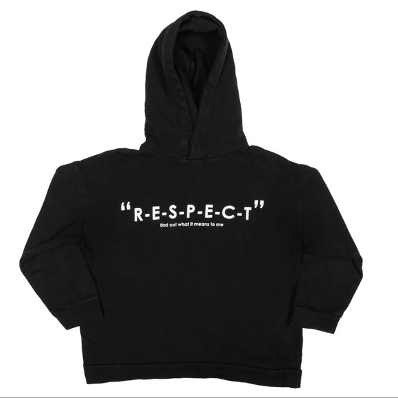 ZARA Aretha Franklin R-E-S-P-E-C-T Hoodie with Button Closure in Black - Picture 4 of 5